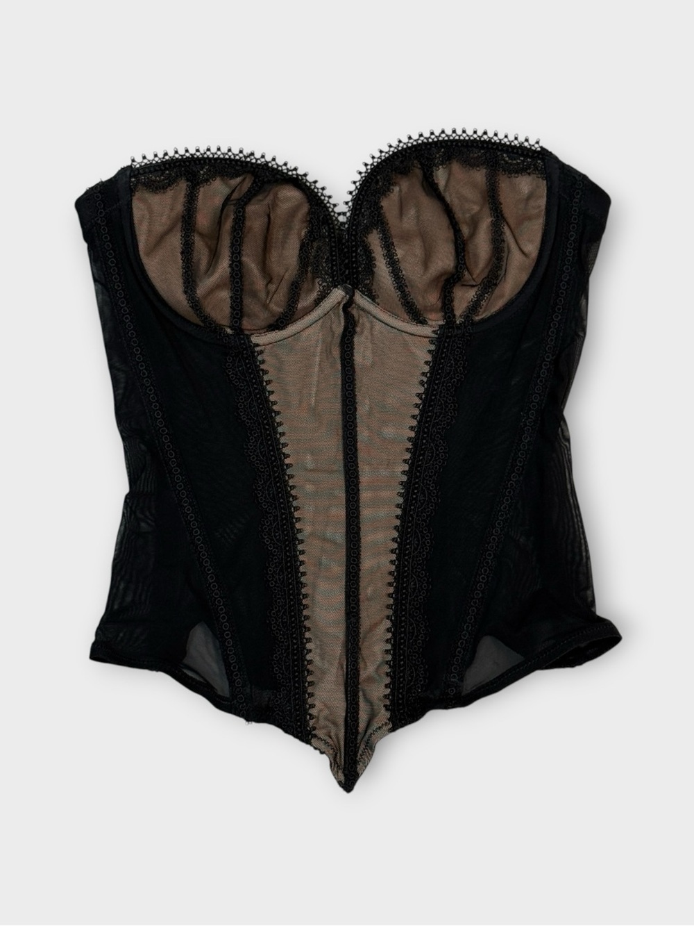 Simone Pérèle Black & Nude Mesh Bustier Corset — 34B / EUR 75B